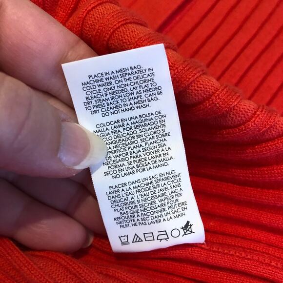 Cabi bright orange trumpet sleeve ribbed snap front cardigan size Small #5285 - Picture 10 of 14